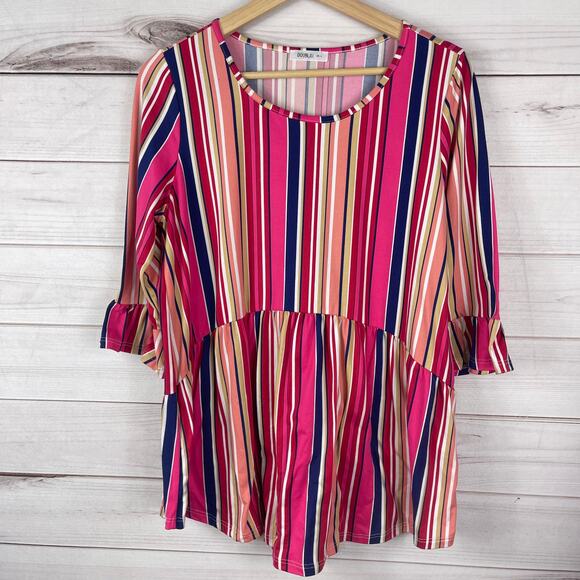 Women's Multi‎ Color Striped Blouse Size Large - Picture 2 of 6